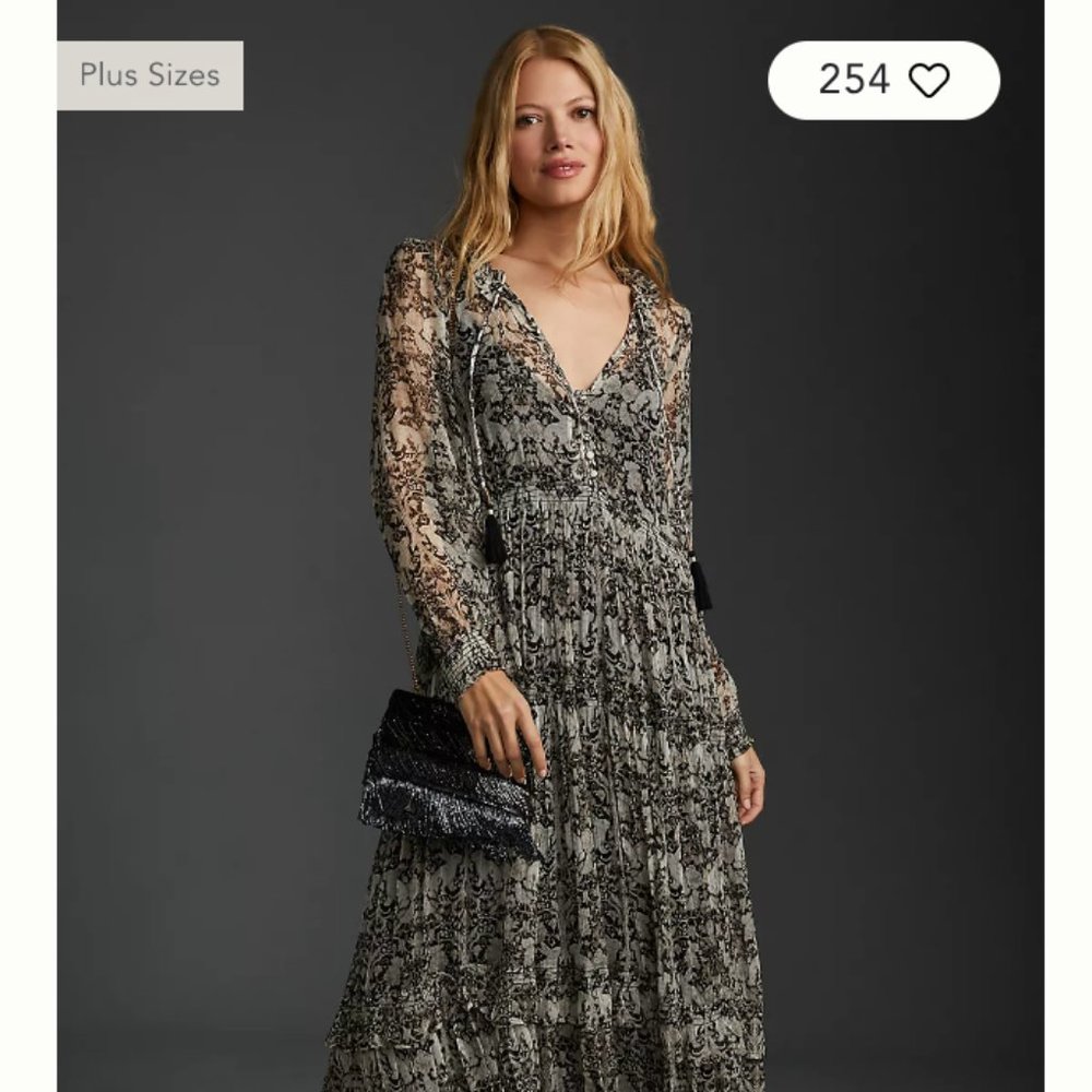 Anthropologie Marais Printed Chiffon Maxi Dress